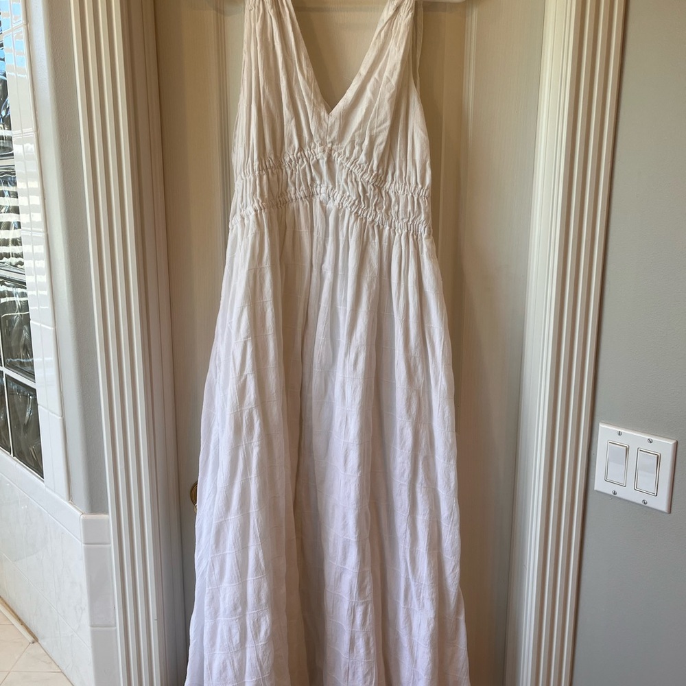 Madewell White Textured Midi Dress